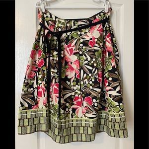 Talbots Woman Petite Floral Skirt with Ribbon Tie